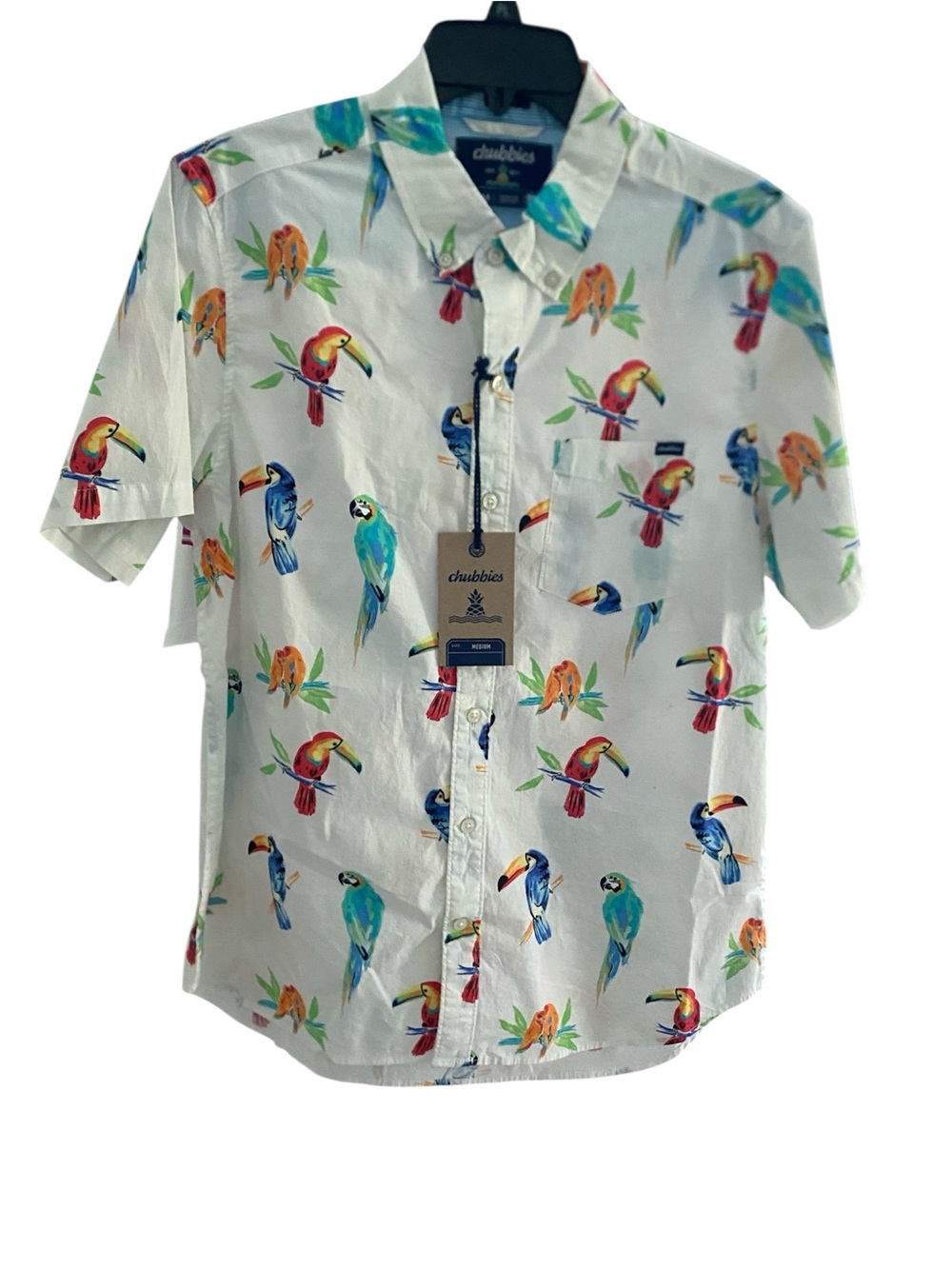 NWT Chubbies Men's Dude Where's Macaw Friday Button Down Shirt Medium